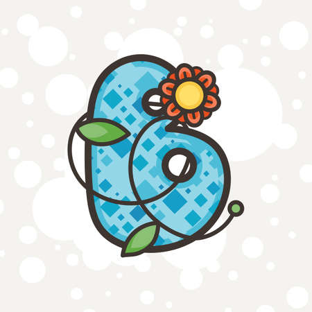Doodle ornate letter emblem with flower. Logo for beauty studio, children books, kid and game design. Vector lettering compositionのイラスト素材