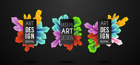 Colorful dynamic fluid design for  presentation and flyers. Liquid geometric banners with flowing ink shapes. Abstract vector backgroundのイラスト素材