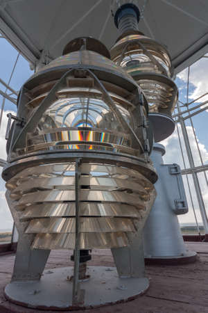 Huge mirror on the old lighthouse  Tendra island in a Black Seaの写真素材