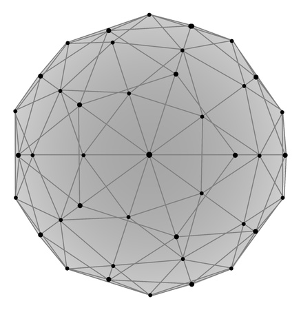 Wireframe Illustrated Sphere with Connected Lines and Dotsの写真素材