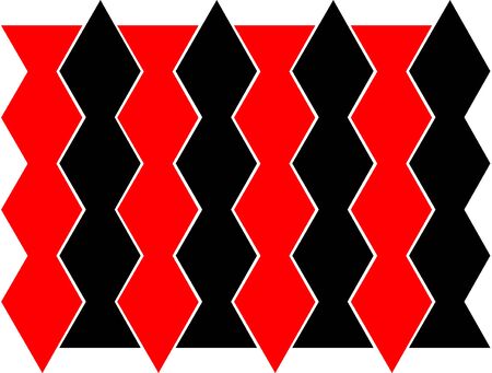 A graphic repeatable art pattern in red and black with white lines for use as a paper or textile patternの写真素材