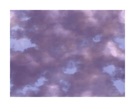 A computer-generated graphic of a blue sky with dark clouds turned pink by the sunset.の写真素材