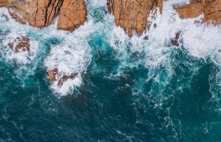 Aerial view of the sea with waves of the Costa Brava. Seascapeの写真素材