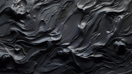 Paint Texture in black Colors with visible Brush Strokes. Artistic background on a concrete wall.の素材