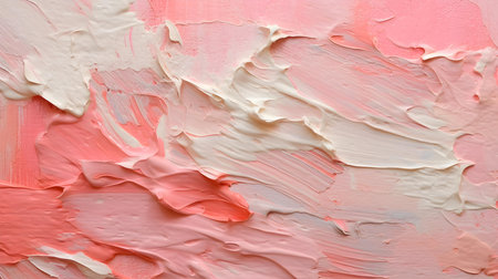 Paint Texture in light pink Colors with visible Brush Strokes. Artistic background on a concrete wall.の素材