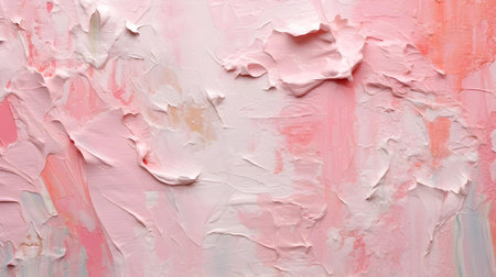 Paint Texture in light pink Colors with visible Brush Strokes. Artistic background on a concrete wall.の素材