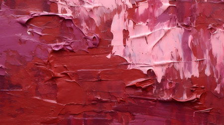 Paint Texture in maroon Colors with visible Brush Strokes. Artistic background on a concrete wall.の素材