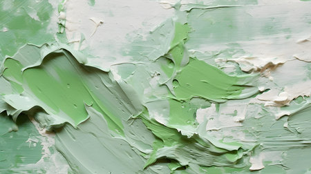 Paint Texture in pale green Colors with visible Brush Strokes. Artistic background on a concrete wall.の素材