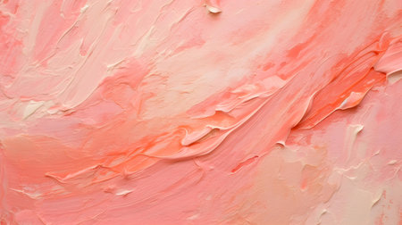 Paint Texture in peach Colors with visible Brush Strokes. Artistic background on a concrete wall.の素材