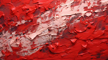 Paint Texture in red Colors with visible Brush Strokes. Artistic background on a concrete wall.の素材