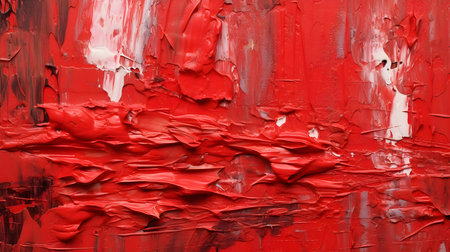 Paint Texture in red Colors with visible Brush Strokes. Artistic background on a concrete wall.の素材