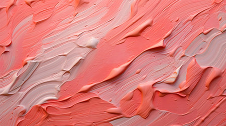 Paint Texture in salmon Colors with visible Brush Strokes. Artistic background on a concrete wall.の素材
