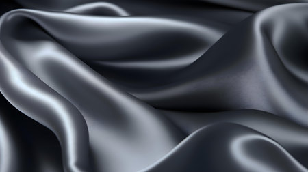 Close up of a soft satin texture in anthracite colors. Elegant background.の素材