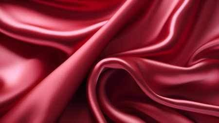 Close up of a soft satin texture in burgundy colors. Elegant background.の素材