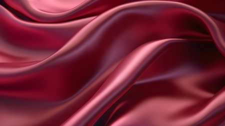 Close up of a soft satin texture in burgundy colors. Elegant background.の素材