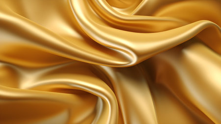 Close up of a soft satin texture in golden colors. Elegant background.の素材