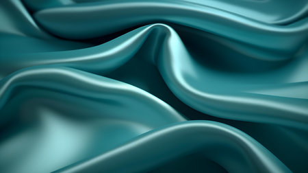 Close up of a soft satin texture in teal colors. Elegant background.の素材