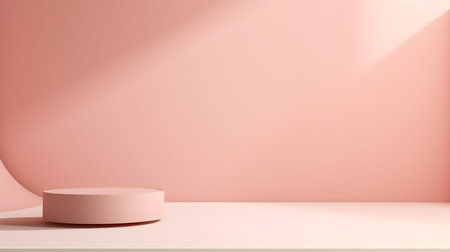 Minimal studio background in blush colors. Modern podium for product presentationの素材