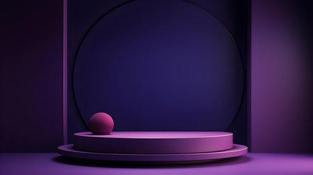 Minimal studio background in dark purple colors. Modern podium for product presentationの素材