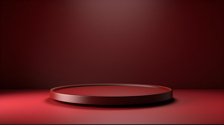 Minimal studio background in dark red colors. Modern podium for product presentationの素材