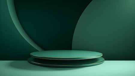 Minimal studio background in emerald colors. Modern podium for product presentationの素材