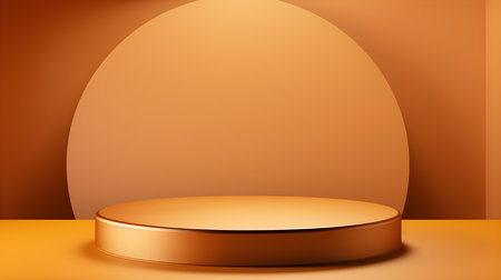 Minimal studio background in golden colors. Modern podium for product presentationの素材