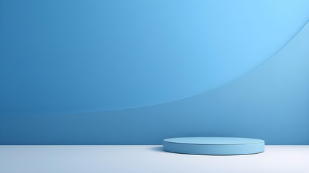 Minimal studio background in light blue colors. Modern podium for product presentationの素材