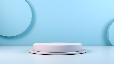 Minimal studio background in light blue colors. Modern podium for product presentationの素材