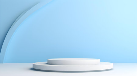Minimal studio background in light blue colors. Modern podium for product presentationの素材