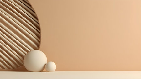 Minimal studio background in light brown colors. Modern podium for product presentationの素材