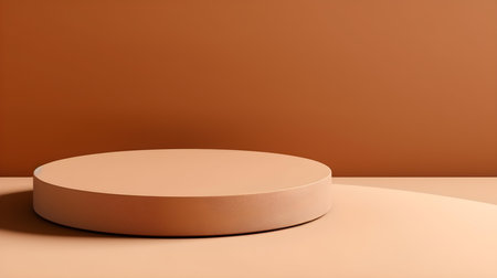 Minimal studio background in light brown colors. Modern podium for product presentationの素材