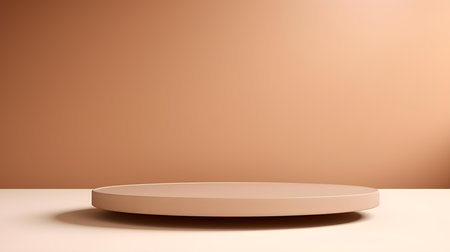 Minimal studio background in light brown colors. Modern podium for product presentationの素材
