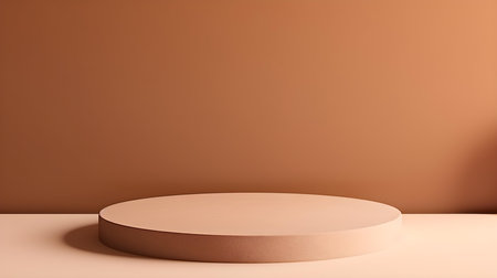 Minimal studio background in light brown colors. Modern podium for product presentationの素材