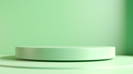 Minimal studio background in light green colors. Modern podium for product presentationの素材
