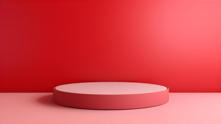 Minimal studio background in light red colors. Modern podium for product presentationの素材
