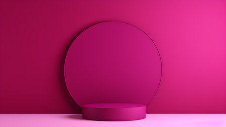 Minimal studio background in magenta colors. Modern podium for product presentationの素材