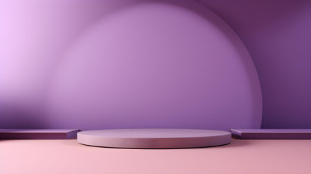 Minimal studio background in purple colors. Modern podium for product presentationの素材