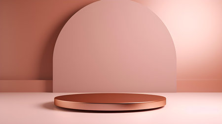 Minimal studio background in rose gold colors. Modern podium for product presentationの素材