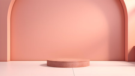 Minimal studio background in rose gold colors. Modern podium for product presentationの素材