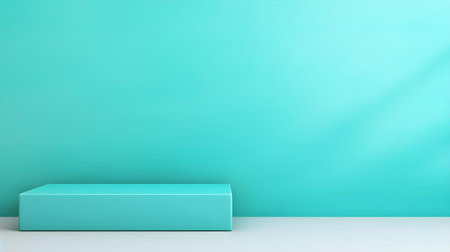 Minimal studio background in turquoise colors. Modern podium for product presentationの素材