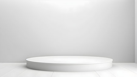 Minimal studio background in white colors. Modern podium for product presentationの素材