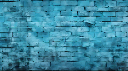 Close up of a brick wall in cyan colors. vintage backgroundの素材