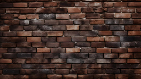 Close up of a brick wall in dark brown colors. Vintage backgroundの素材