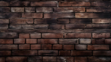 Close up of a brick wall in dark brown colors. Vintage backgroundの素材