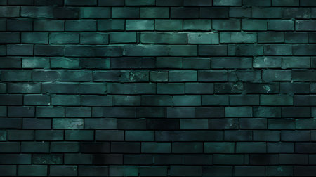Close up of a brick wall in dark green colors. vintage backgroundの素材