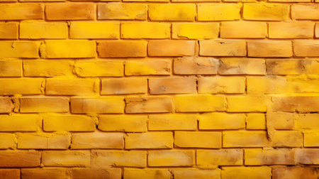 Close up of a brick wall in yellow colors. Vintage backgroundの素材