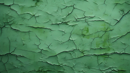 Cracked Paint Texture in green Colors on a concrete Wall. Vintage backgroundの素材