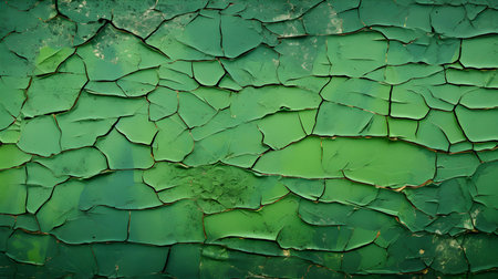 Cracked Paint Texture in green Colors on a concrete Wall. Vintage backgroundの素材
