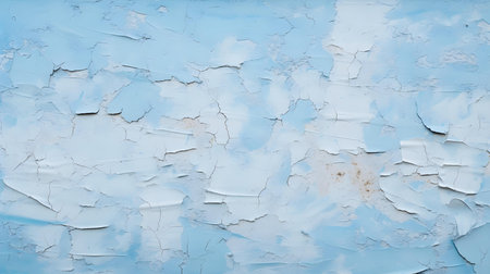 Cracked Paint Texture in light blue colors on a concrete wall. Vintage backgroundの素材