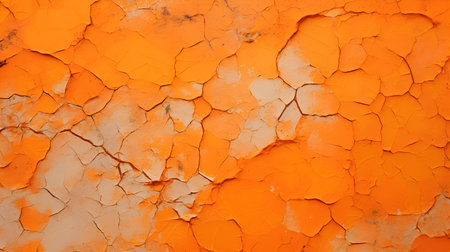 Cracked Paint Texture in Orange Colors on a Concrete Wall. Vintage backgroundの素材